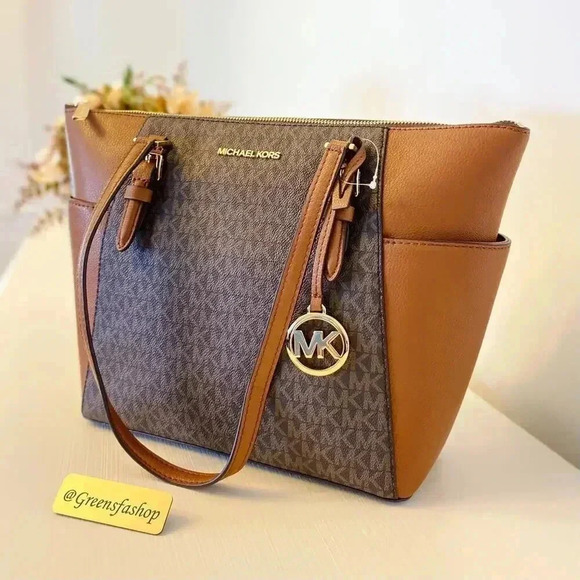 Michael Kors Charlotte Top Zip Tote shoulder bag brown - Picture 3 of 9